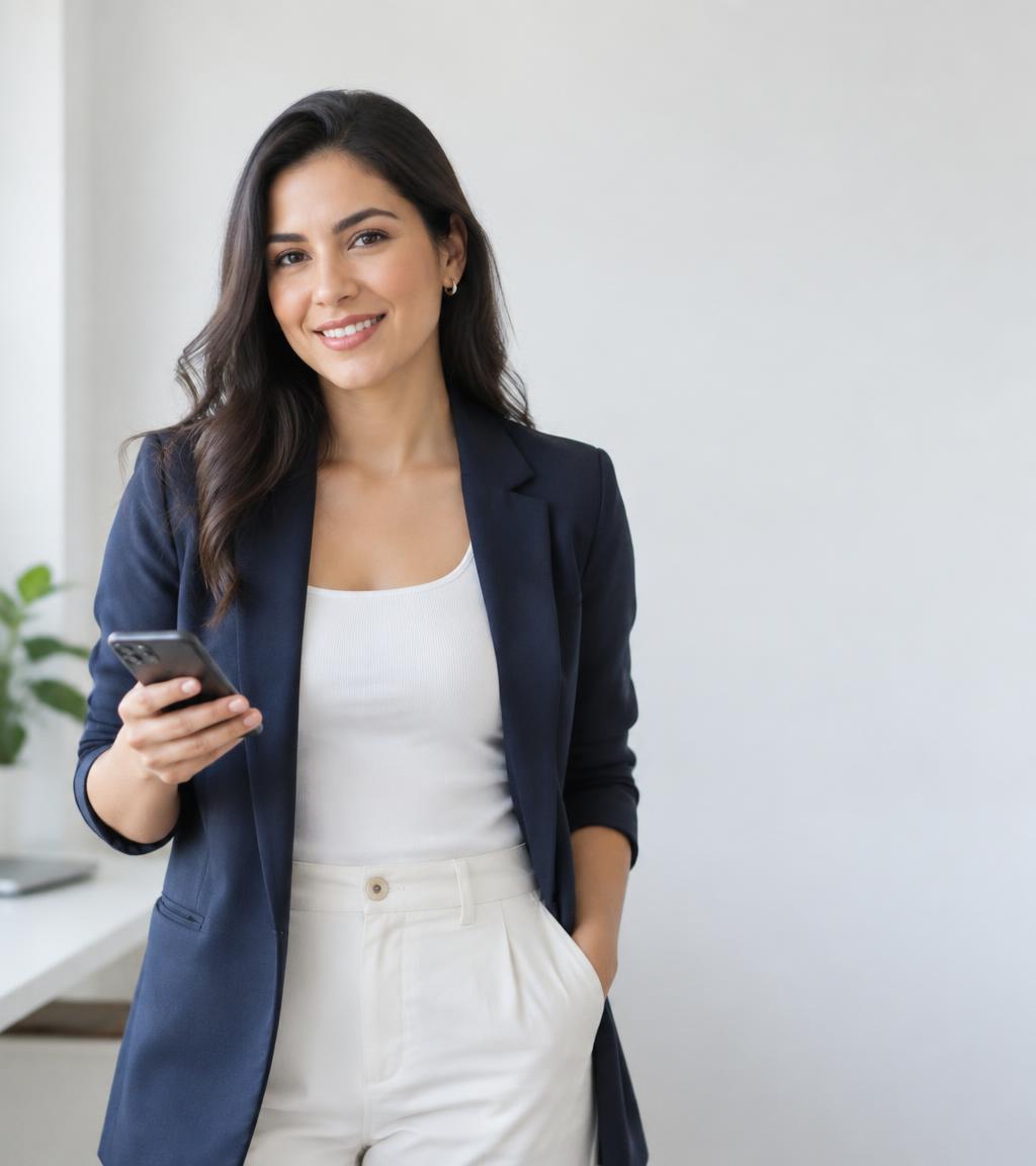 Persona profesional sosteniendo un teléfono